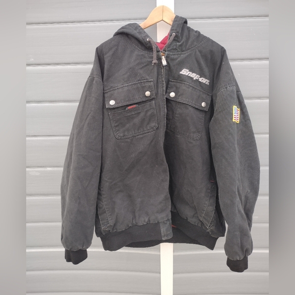 Snap On Tools Canvas Black 2018 RA Rubber Tab Jacket Hood  Workwear Mens 3XL - Picture 1 of 14